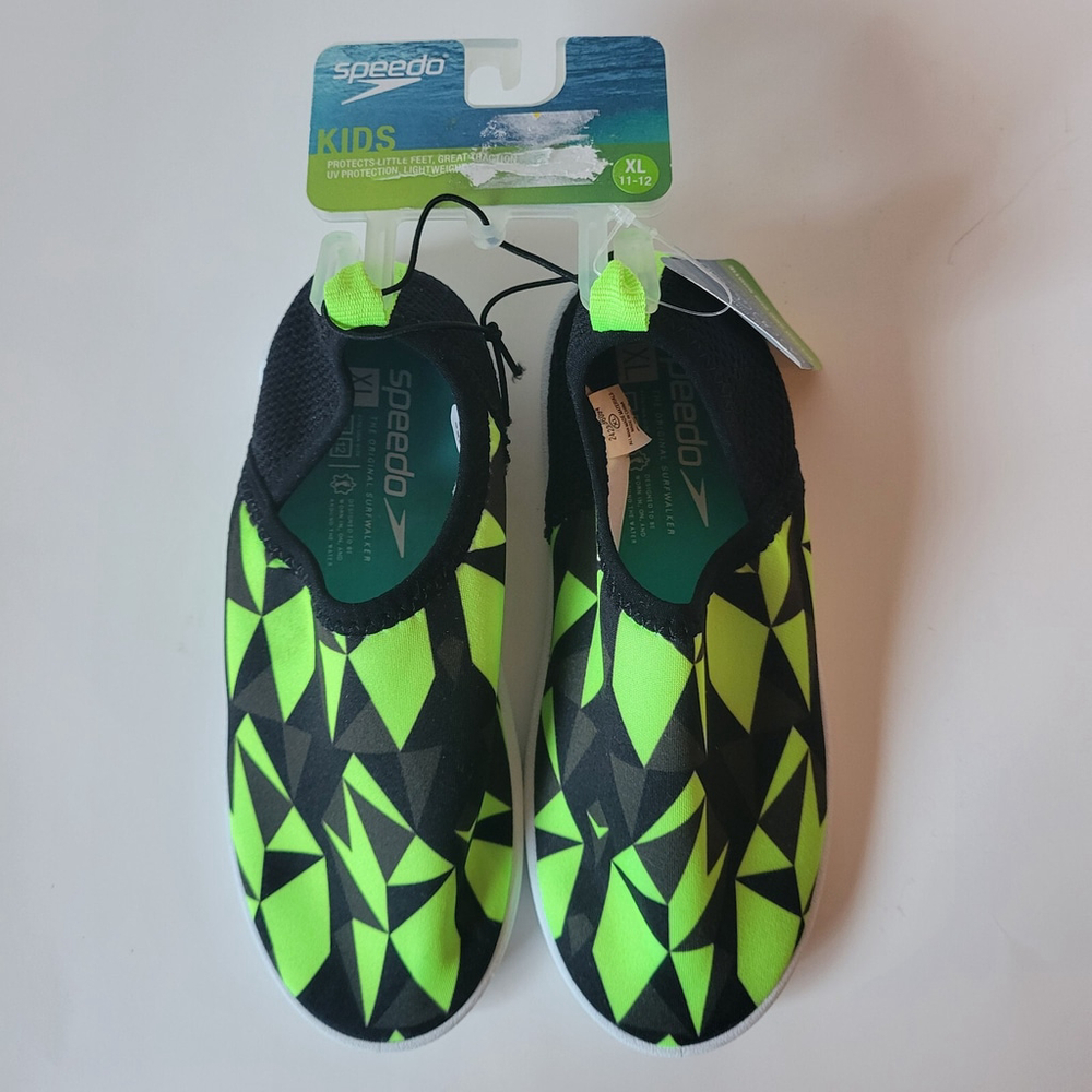 NWT Speedo Green / Black Splash And Sun Water Shoes ~ Size XL 11/12 Little Kids